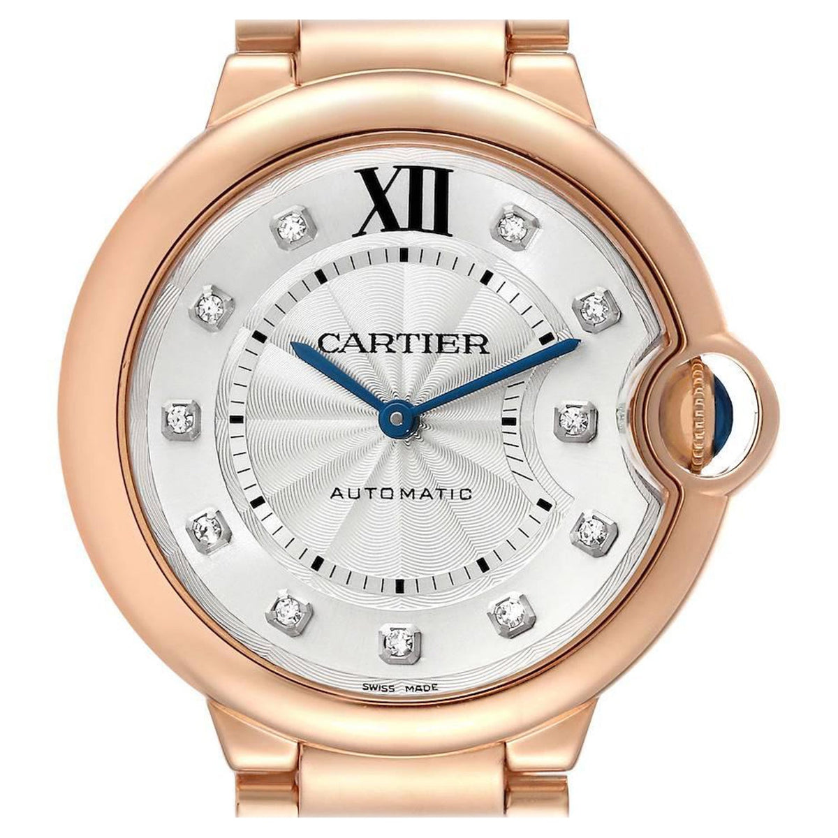  Shop Authentic Cartier Ballon Bleu Diamonds White Dial Pink Leather Strap Watch for Women - WE902050 - Luxxuri