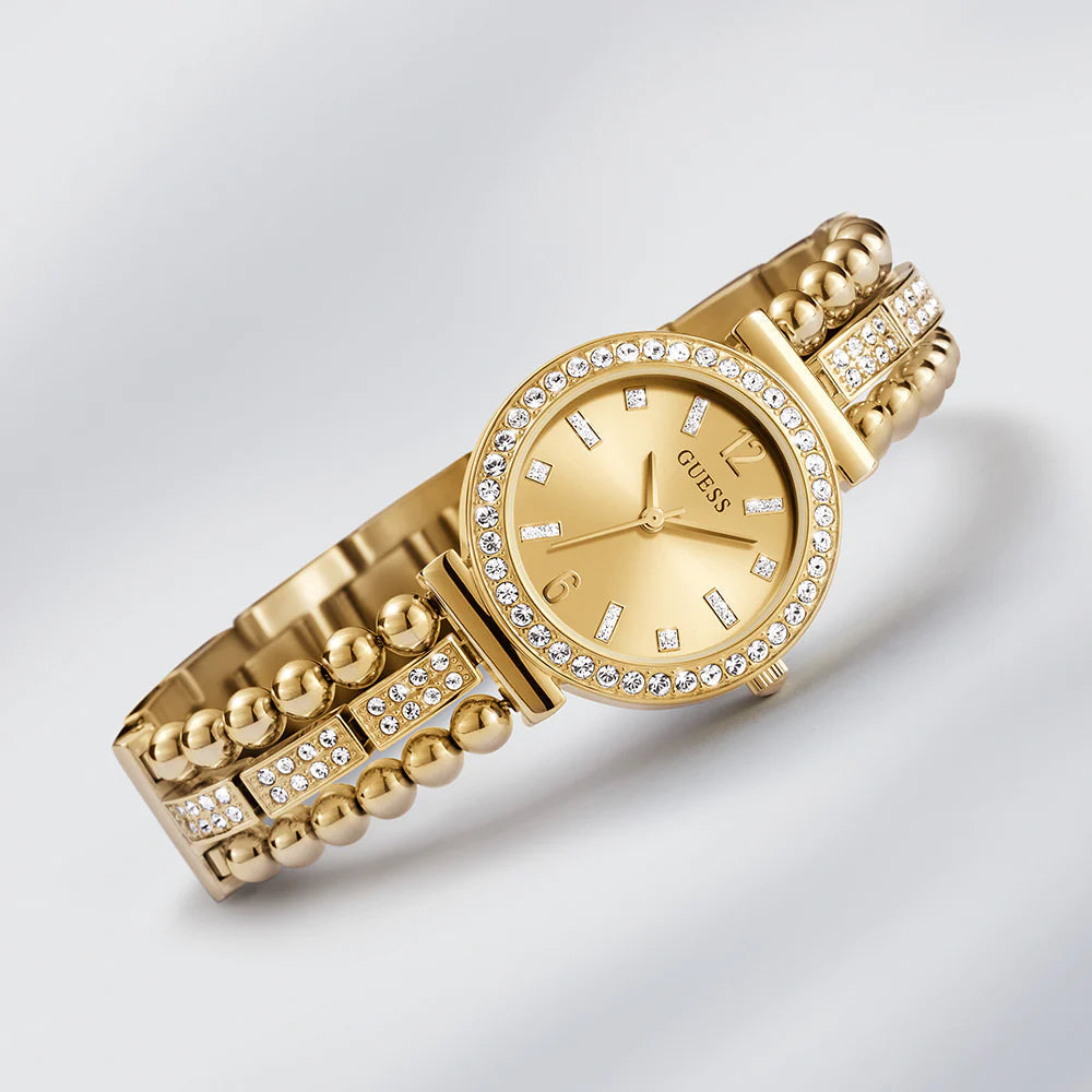  Shop Authentic Guess Gala Diamonds Gold Dial Gold Steel Strap Watch for Women - GW0401L2 - Luxxuri