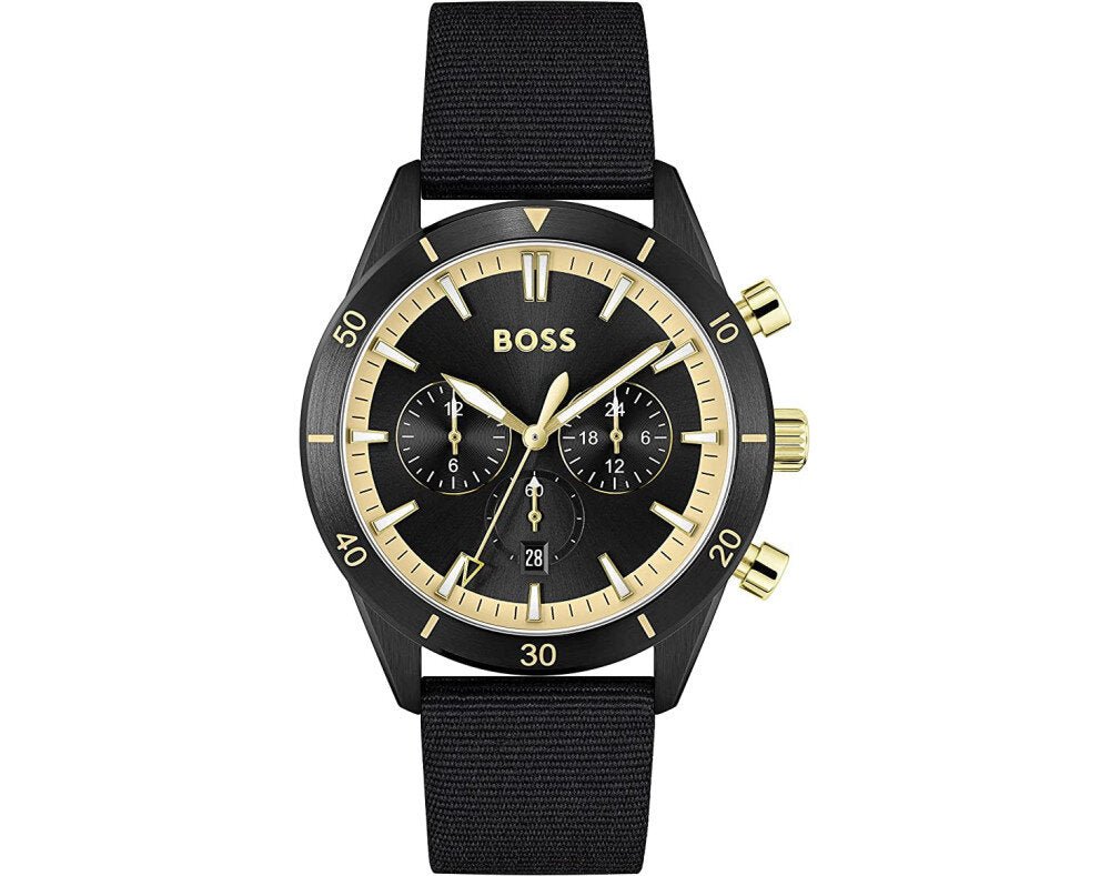  Shop Authentic Hugo Boss Santiago Black Dial Black Nylon Strap Watch for Men - 1513935 - Luxxuri