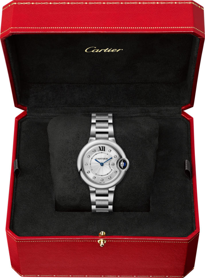  Shop Authentic Cartier Ballon Bleu De Cartier Diamonds Silver Dial Silver Steel Strap Watch for Women - W4BB0022 - Luxxuri