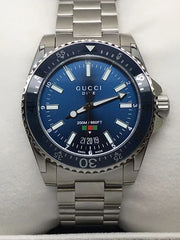  Shop Authentic Gucci Dive Quartz Blue Dial Silver Steel Strap Watch For Men - YA136311 - Luxxuri