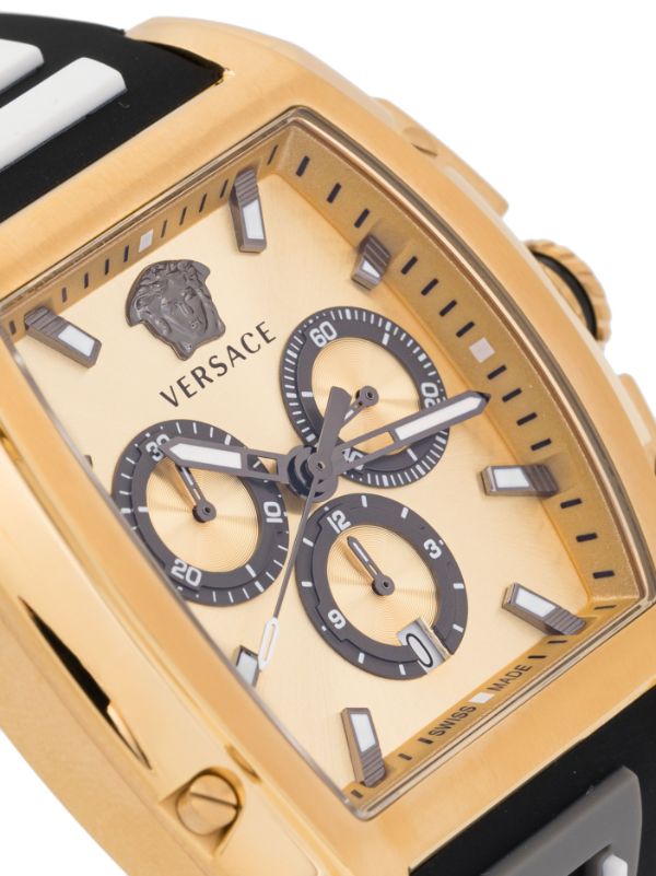  Shop Authentic Versace Dominus Chronograph Gold Dial Black Silicone Strap Watch For Men - VE6H00223 - Luxxuri