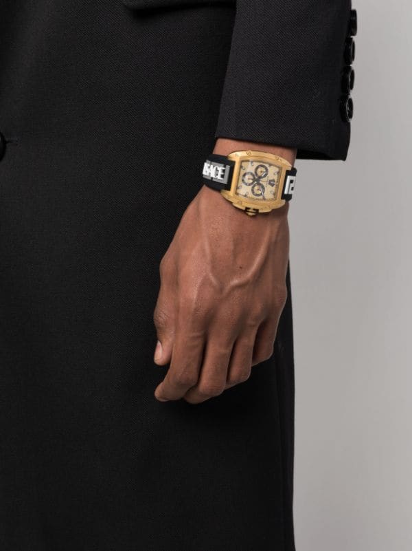  Shop Authentic Versace Dominus Chronograph Gold Dial Black Silicone Strap Watch For Men - VE6H00223 - Luxxuri