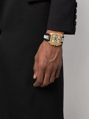  Shop Authentic Versace Dominus Chronograph Gold Dial Black Silicone Strap Watch For Men - VE6H00223 - Luxxuri