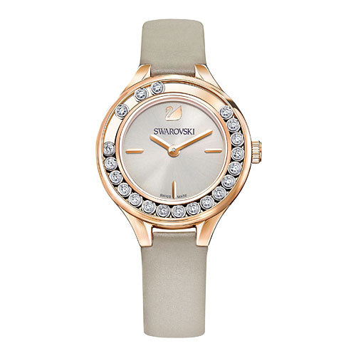  Shop Authentic Swarovski Lovely Crystals Mini Grey Dial Grey Leather Strap Watch for Women - 5261481 - Luxxuri
