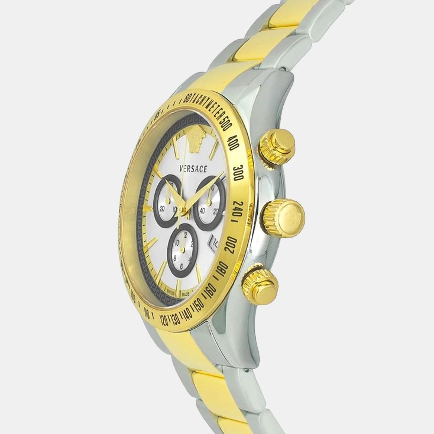  Shop Authentic Versace Classic Chronograph Quartz Silver Dial Two Tone Steel Strap Watch For Men - VEV700519 - Luxxuri