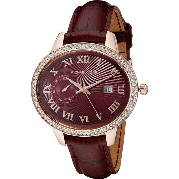  Shop Authentic Michael Kors Whitley Quartz Burgundy Dial Burgundy Leather Strap Watch For Women - MK2430 - Luxxuri