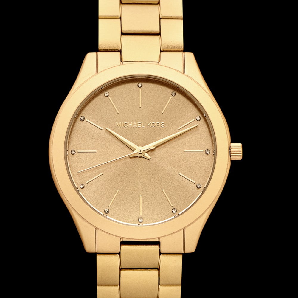  Shop Authentic Michael Kors Slim Runway Quartz Gold Dial Gold Steel Strap Watch For Women - MK4501 - Luxxuri