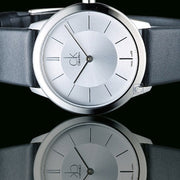  Shop Authentic Calvin Klein Minimalist White Dial Black Leather Strap Watch for Men - K3M211C6 - Luxxuri