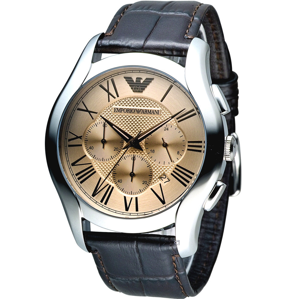  Shop Authentic Emporio Armani Valente Chronograph Brown Dial Brown Leather Strap Watch For Men - AR1785 - Luxxuri