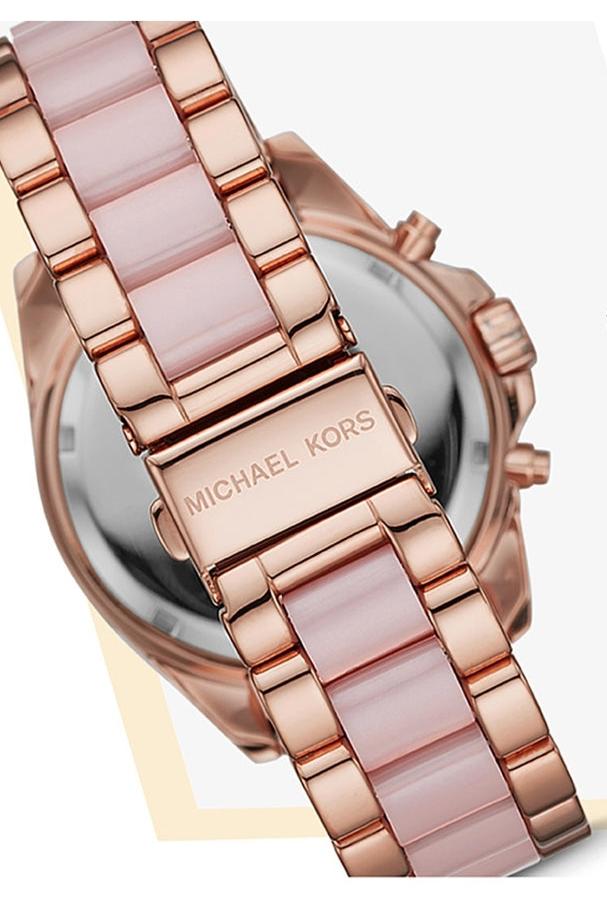  Shop Authentic Michael Kors Bradshaw Chronograph Pink Dial Two Tone Steel Strap Watch For Women - MK6830 - Luxxuri