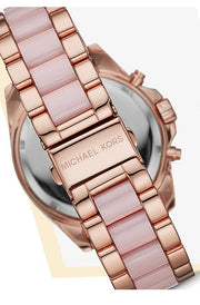  Shop Authentic Michael Kors Bradshaw Chronograph Pink Dial Two Tone Steel Strap Watch For Women - MK6830 - Luxxuri