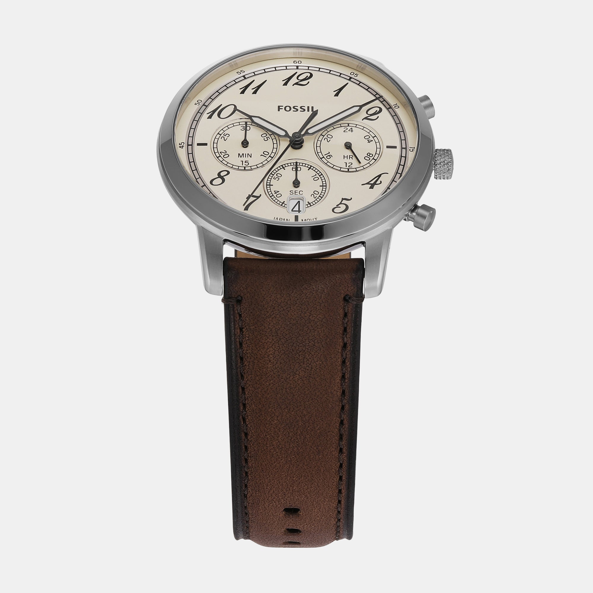  Shop Authentic Fossil Neutra Chronograph White Dial Brown Leather Strap Watch for Men - FS6022 - Luxxuri