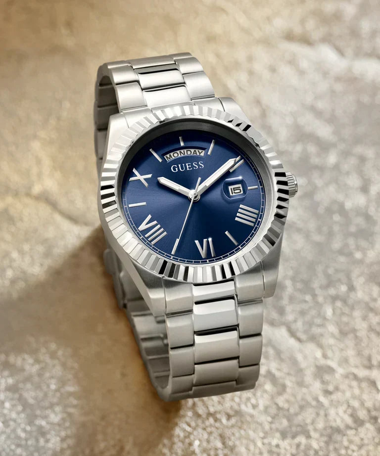  Shop Authentic Guess Connoisseur Blue Dial Silver Steel Strap Watch for Men - GW0265G7 - Luxxuri