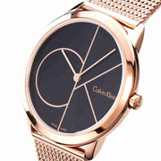  Shop Authentic Calvin Klein Minimal Black Dial Rose Gold Mesh Bracelet Watch for Men - K3M21621 - Luxxuri