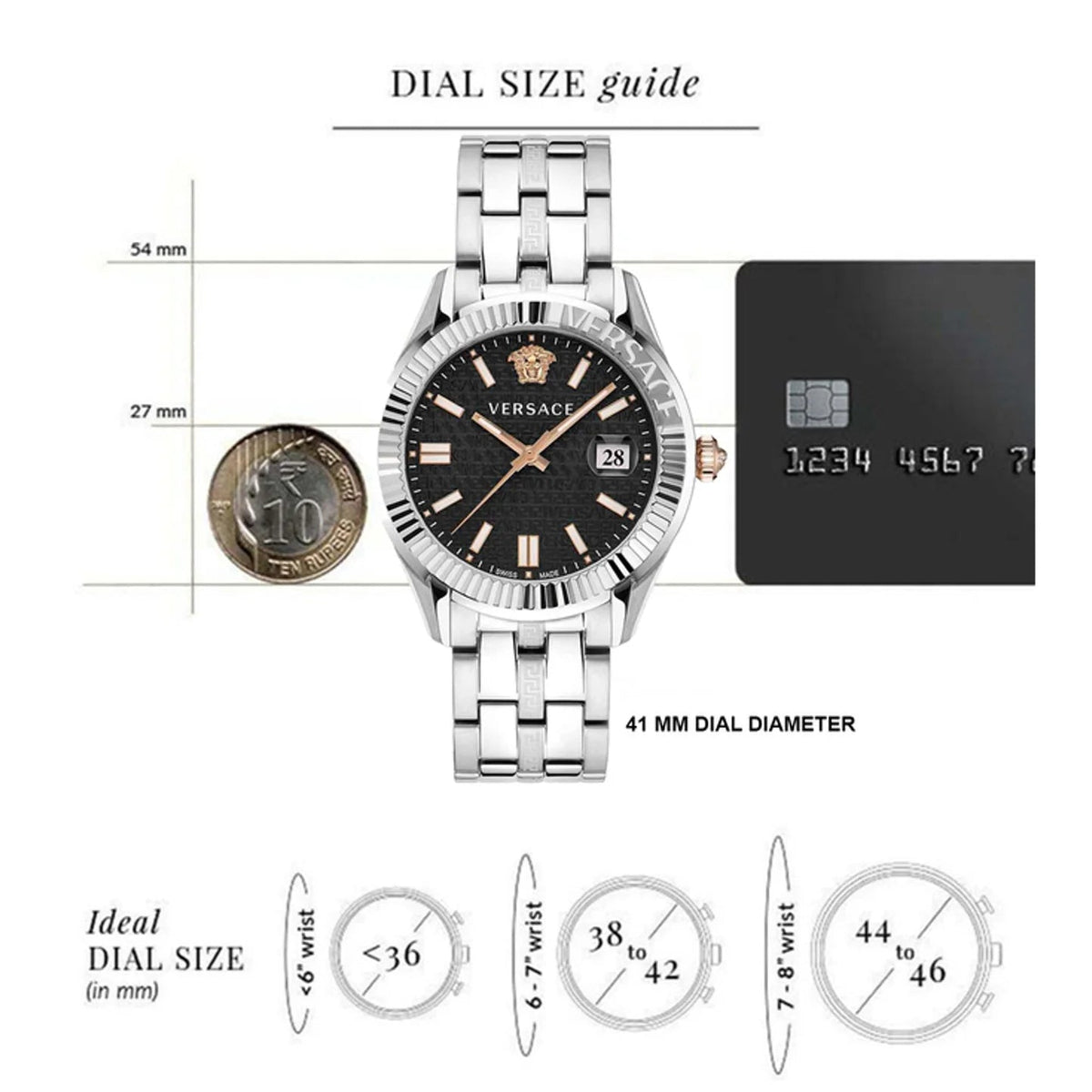 Shop Authentic Versace Greca Time Quartz Black Dial Silver Steel Strap Watch For Men - VE3K00322 - Luxxuri