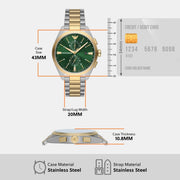  Shop Authentic Emporio Armani Claudio Chronograph Green Dial Two Tone Steel Strap Watch For Women - AR11511 - Luxxuri