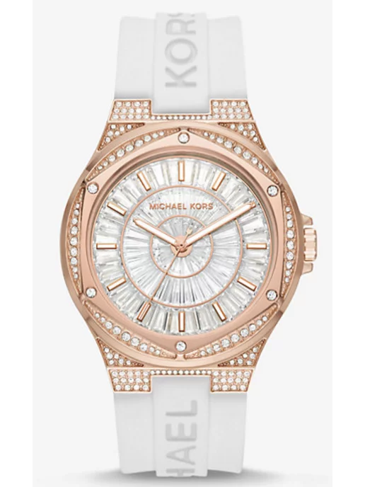  Shop Authentic Michael Kors Lennox Three-Hand Crystals Dial White Silicone Strap Watch For Women - MK7248 - Luxxuri