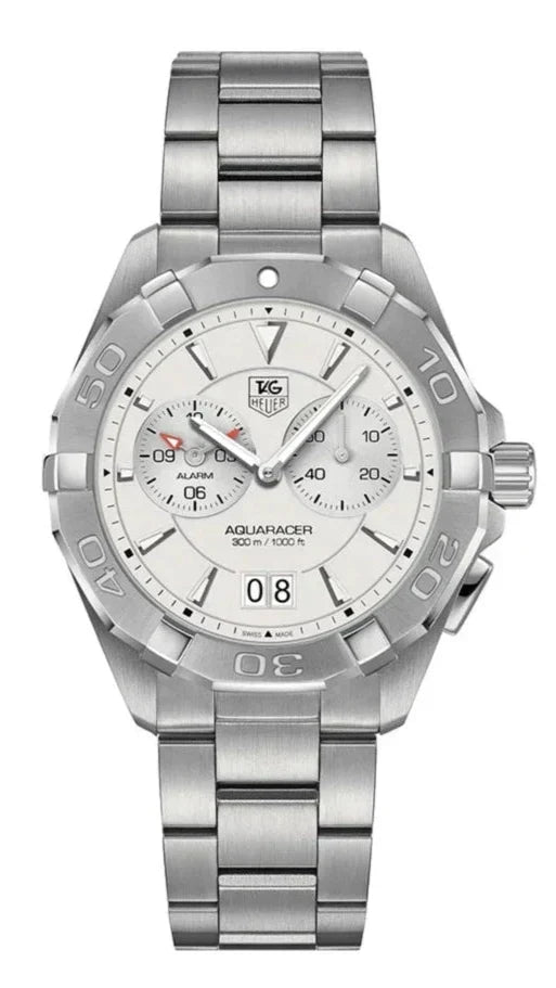  Shop Authentic Tag Heuer Aquaracer Chronograph White Dial Silver Steel Strap Watch for Men - WAY111Y.BA0928 - Luxxuri