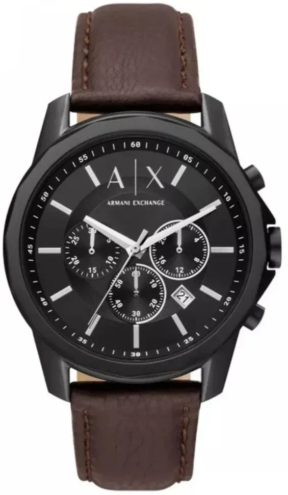  Shop Authentic Armani Exchange Outerbanks Chronograph Black Dial Brown Leather Strap Watch For Men - AX1732 - Luxxuri