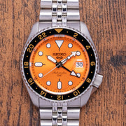  Shop Authentic Seiko 5 Sports GMT Automatic Orange Dial Silver Steel Strap Watch For Men - SSK005K1 - Luxxuri