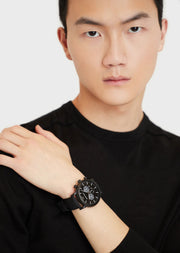  Shop Authentic Emporio Armani Luigi Analog Black Dial Black Leather Strap Watch For Men - AR11450 - Luxxuri