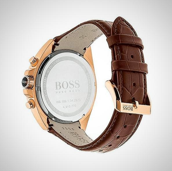  Shop Authentic Hugo Boss Rafale Chronograph Brown Dial Brown Leather Strap Watch For Men - 1513392 - Luxxuri
