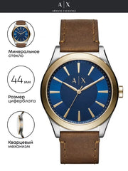  Shop Authentic Armani Exchange Nico Quartz Blue Dial Brown Leather Strap Watch For Men - AX2334 - Luxxuri
