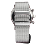  Shop Authentic Emporio Armani Classic Chronograph Quartz Silver Dial Silver Mesh Bracelet Watch For Men - AR0390 - Luxxuri