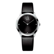  Shop Authentic Calvin Klein Minimal Black Dial Black Leather Strap Watch for Men - K3M221CS - Luxxuri