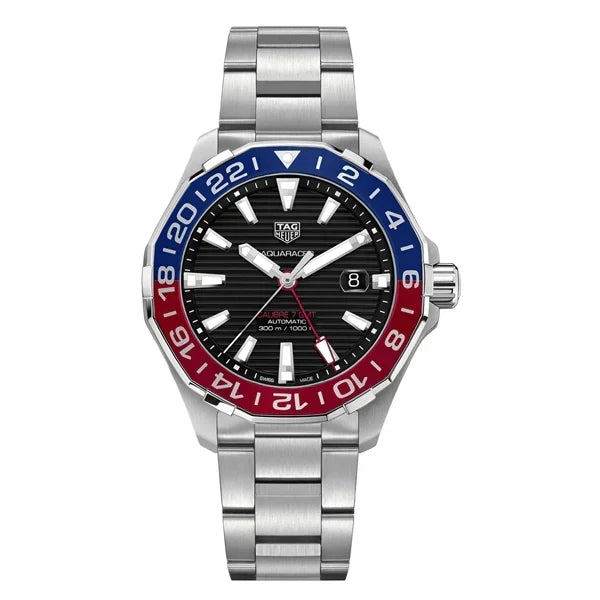  Shop Authentic Tag Heuer Aquaracer GMT Caliber 7 Pepsi Black Dial Silver Steel Strap Watch for Men - WAY201F.BA0927 - Luxxuri