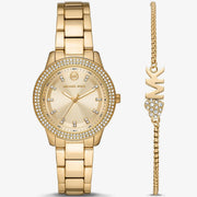  Shop Authentic Michael Kors Tibby Pave Gold Dial Gold Steel Strap Watch for Women - MK1057 - Luxxuri