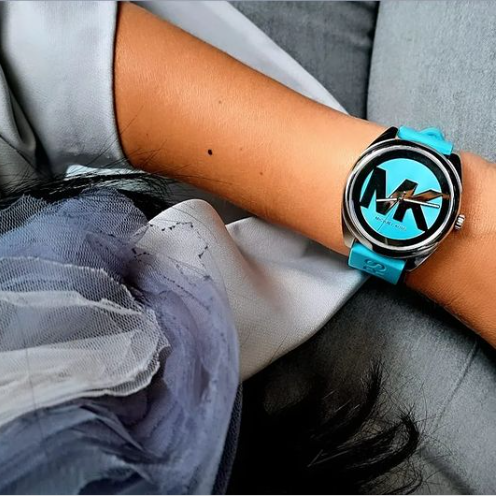  Shop Authentic Michael Kors Janelle Quartz Blue Dial Blue Rubber Strap Watch For Women - MK7350 - Luxxuri