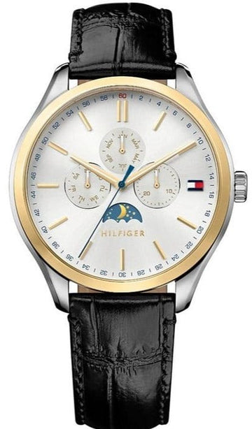 Shop Authentic Tommy Hilfiger Oliver Analog Silver Dial Black Leather Strap Watch for Men - 1791305 - Luxxuri