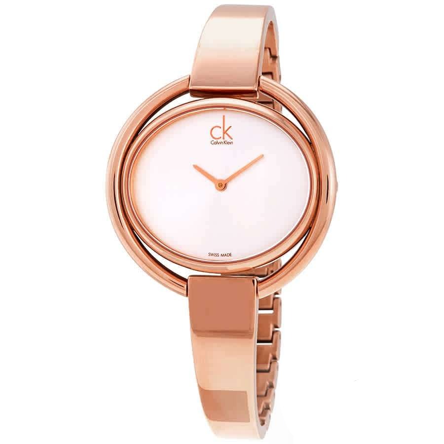  Shop Authentic Calvin Klein Impetuos Silver Dial Rose Gold Steel Strap Watch for Women - K4F2N616 - Luxxuri