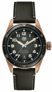  Shop Authentic Tag Heuer Autavia Calibre 5 Automatic Olive Green Dial Green Leather Strap Watch for Men - WBE5190.FC8268 - Luxxuri