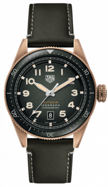  Shop Authentic Tag Heuer Autavia Calibre 5 Automatic Olive Green Dial Green Leather Strap Watch for Men - WBE5190.FC8268 - Luxxuri