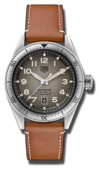  Shop Authentic Tag Heuer Autavia Isograph Grey Dial Calfskin Brown Leather Strap Watch for Men - WBE5111.FC8267 - Luxxuri