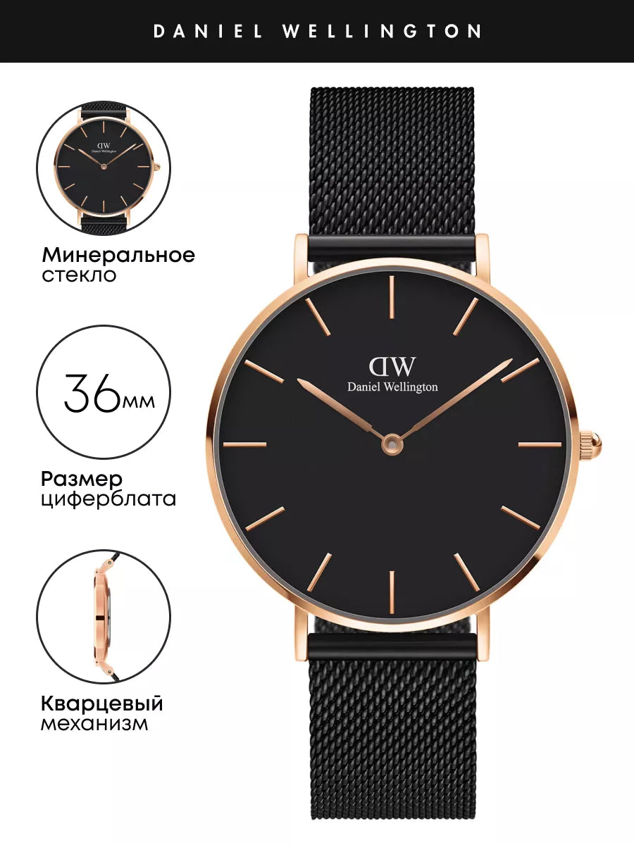 Shop Authentic Daniel Wellington Petite Ashfield Black Dial Black Mesh Strap Watch for Women - DW00100307 - Luxxuri