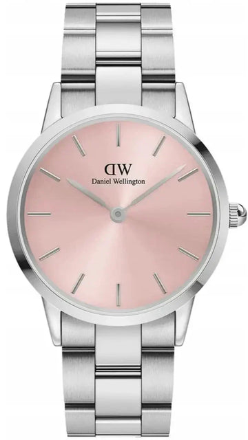  Shop Authentic Daniel Wellington Iconic Link Pink Dial Silver Steel Strap Watch For Women - DW00100327 - Luxxuri