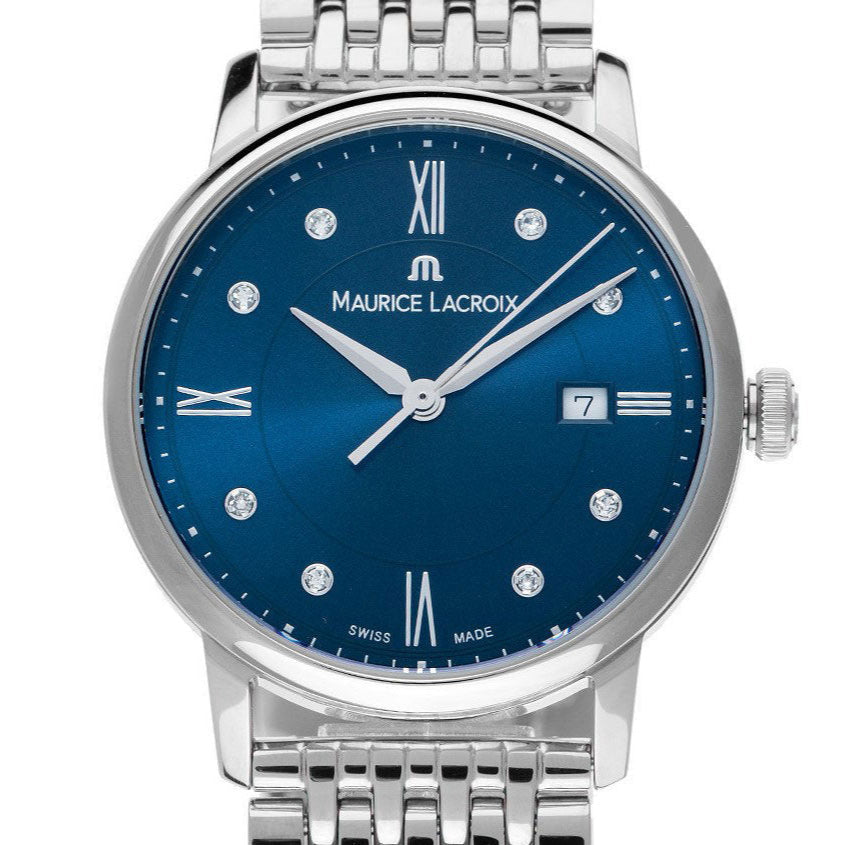  Shop Authentic Maurice Lacroix Eliros Diamonds Blue Dial Silver Steel Strap Watch For Women - EL1094-SS002-450-1 - Luxxuri