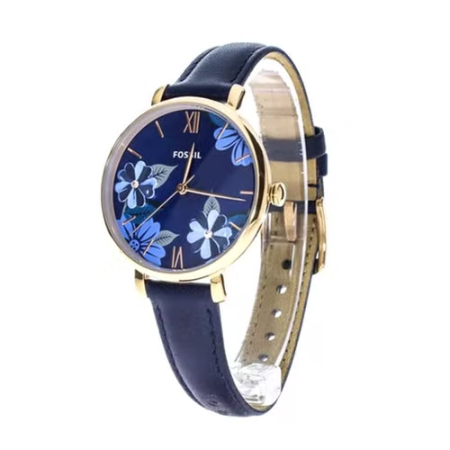  Shop Authentic Fossil Jacqueline Blue Dial Blue Leather Strap Watch for Women - ES4673 - Luxxuri