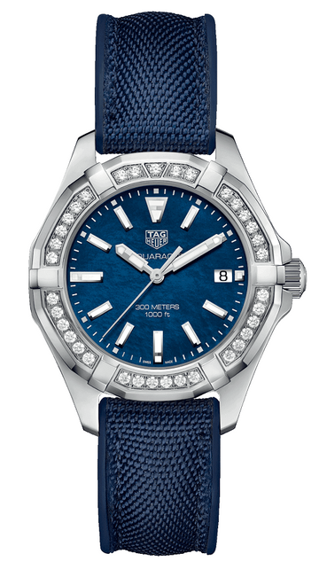  Shop Authentic Tag Heuer Aquaracer Quartz Diamonds Blue Dial Blue Nylon Strap Watch for Women - WAY131N.FT6091 - Luxxuri