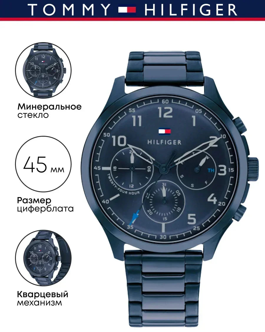  Shop Authentic Tommy Hilfiger Asher Chronograph Blue Dial Blue Steel Strap Watch For Men - 1791853 - Luxxuri