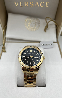  Shop Authentic Versace Hellenyium Quartz Black Dial Gold Steel Strap Watch For Men - VE3A00820 - Luxxuri