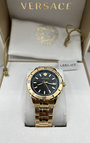  Shop Authentic Versace Hellenyium Quartz Black Dial Gold Steel Strap Watch For Men - VE3A00820 - Luxxuri