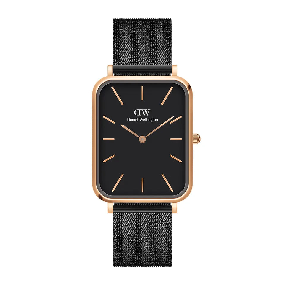  Shop Authentic Daniel Wellington Quadro Pressed Ashfield Black Dial Black Mesh Strap Watch for Women - DW00100467 - Luxxuri