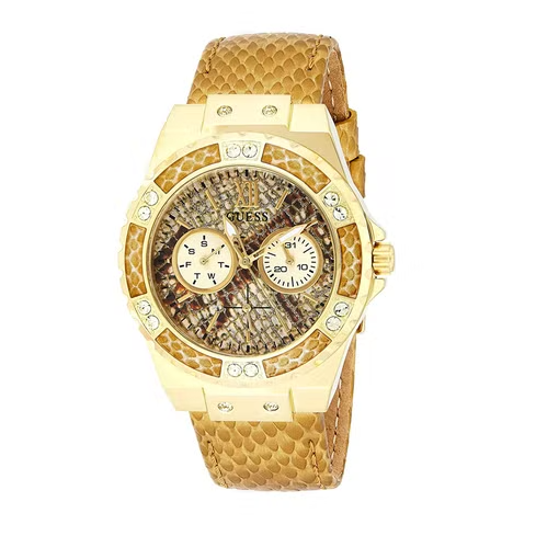  Shop Authentic Guess Limelight Quartz Gold Dial  Gold Leather Strap Watch For Women - W0775L13 - Luxxuri