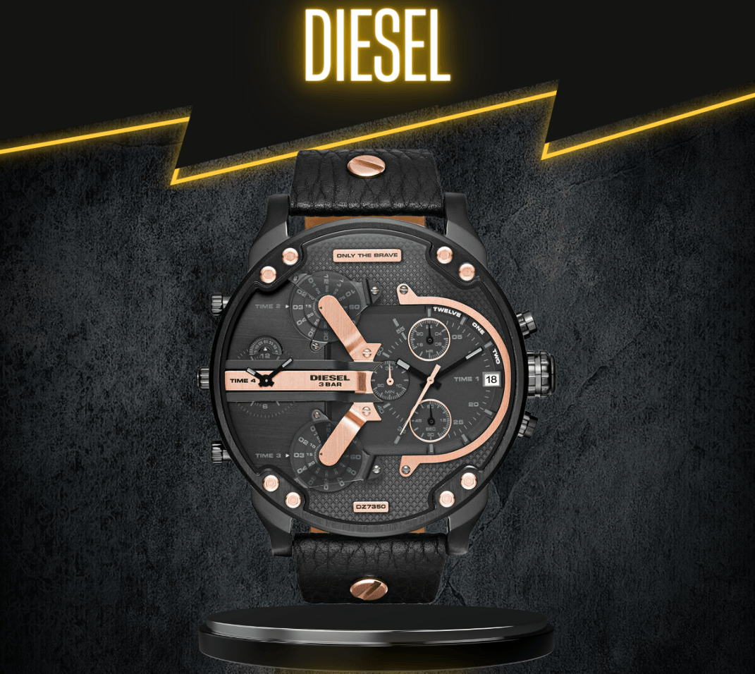  Shop Authentic Diesel Mr Daddy 2.0 Black Dial Black Leather Strap Watch For Men - DZ7350 - Luxxuri
