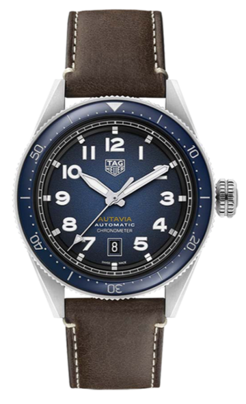  Shop Authentic Tag Heuer Autavia Calibre 5 Automatic Blue Dial Brown Leather Strap Watch for Men - WBE5116.FC8266 - Luxxuri